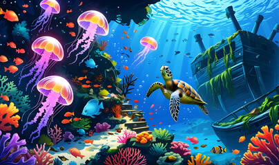Enchanted Underwater Reef A Sunken Pirate Treasure Wonderland