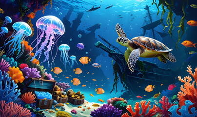 Enchanted Underwater Reef A Sunken Pirate Treasure Wonderland