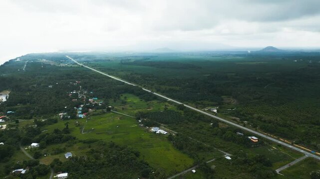 Beautiful Drone View Of Sematan Beach,With Two Small Island And Blue Sea,Sarawak,Borneo.