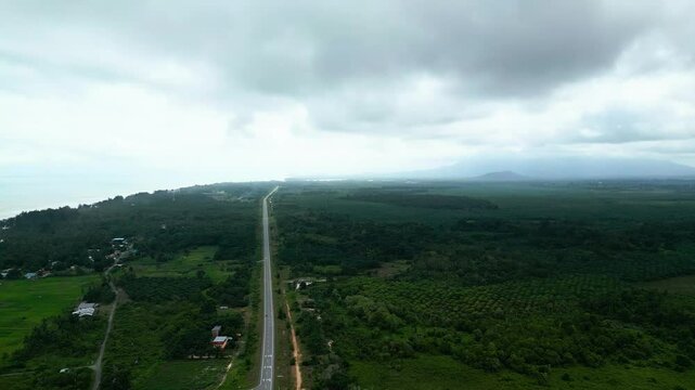 Beautiful Drone View Of Sematan Beach,With Two Small Island And Blue Sea,Sarawak,Borneo.