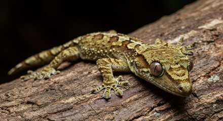 Fototapeta premium A Detailed Close Up of a Knob Tailed Gecko on Wood