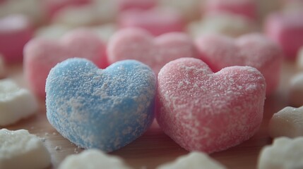 Obraz premium Close Up of Candy Hearts for Valentine Day
