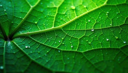 Fototapeta premium Intricate vein patterns, vibrant green hues, close-up detail , flora, image, nature