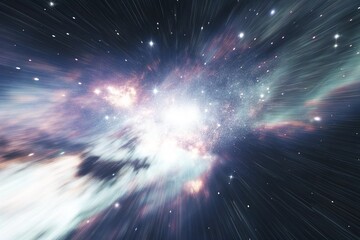 Purple gas nebulae in space and sparkling stars