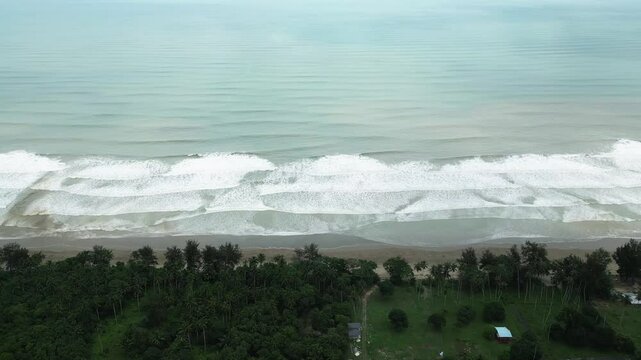 Beautiful Drone View Of Sematan Beach,With Two Small Island And Blue Sea,Sarawak,Borneo.