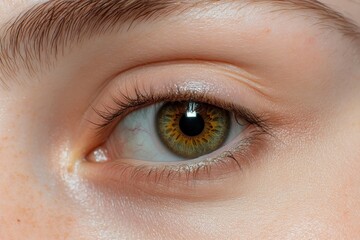 Fototapeta premium Close up image of a young Caucasian woman with a brown eye infection and eyelid issues Theme of health and treatment