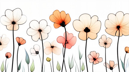Delicate flowers on white background