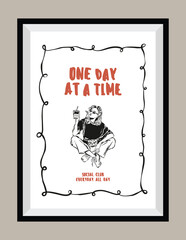 Sketch style La Dolce Vita illustrations with an aesthetic quote in a poster frame.