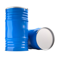 Two blue metal barrels