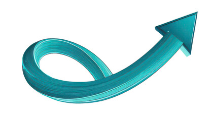 A teal upward arrow on a white isolated background.