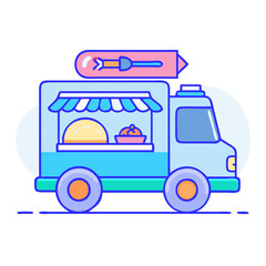 Obraz premium food truck vector icon, vehicles vector illustration - simple illustration of food truck perfect for logos, and vehicles-themed designs.