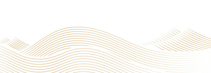 Fototapeta premium Japanese background with hand drawn wave in vintage style. Art landscape and ocean sea with shape element banner design. Gold and black texture.