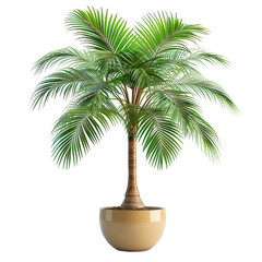 Obraz premium Green Palm Tree in Cream Pot on isolated background