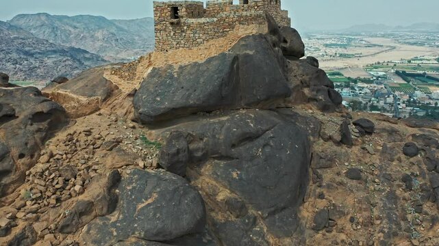 Drone photography of the heritage Najran Castle in the Kingdom of Saudi Arabia

