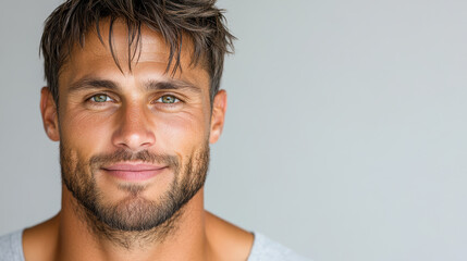 Obraz premium charming man with confident smile and expressive eyes
