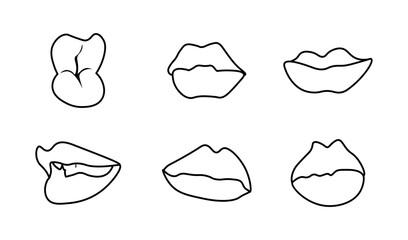 Lips icons. Linear style. Vector icons.
