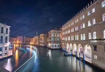 The Grand Canal illuminated at night in Venice