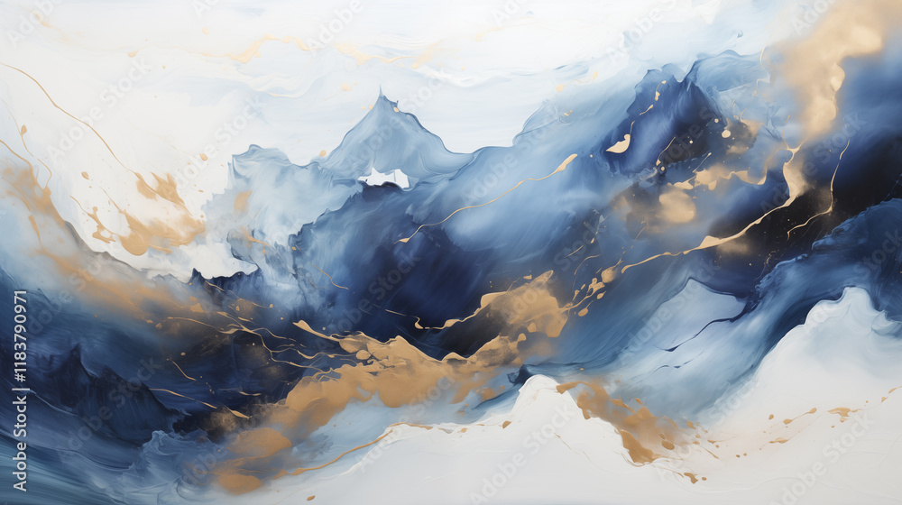 Aufkleber  Marble effect background. Fluid art texture. Backdrop with abstract mixing paint effect. Mixed paints for interior poster.