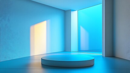 Illuminated minimalist space showcase modern studio 3d render calm vibe