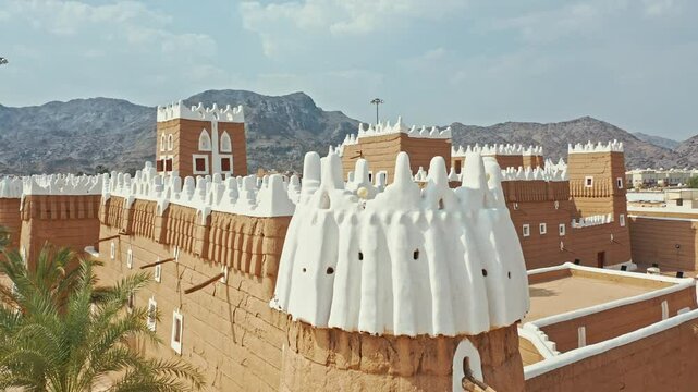 Drone photography of the heritage Najran Castle in the Kingdom of Saudi Arabia
