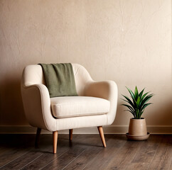 Lounge chair minimalist home interior design modern living room.