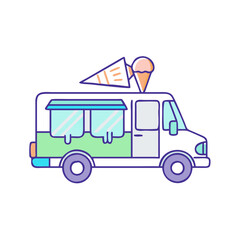 Fototapeta premium ice cream truck vector icon, vehicles vector illustration - simple illustration of ice cream truck perfect for logos, and vehicles-themed designs.