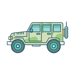 military jeep vector icon, vehicles vector illustration - simple illustration of military jeep perfect for logos, and vehicles-themed designs.