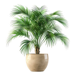 Obraz premium Green Palm Tree in Cream Pot on isolated background