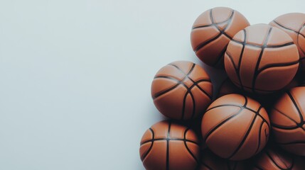 Obraz premium flat-lay image of pile of basketballs