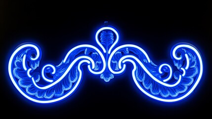 Fototapeta premium Blue Neon Ornate Decorative Light Fixture