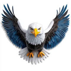 Fototapeta premium A majestic bald eagle soars, wings spread wide, a powerful symbol of freedom and strength.