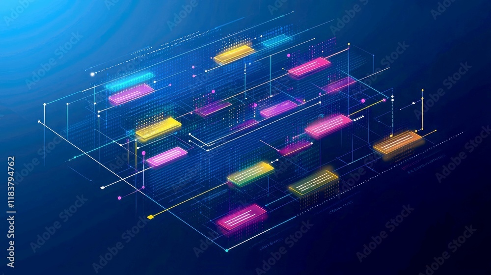 Poster abstract digital network: a visual representation of data flow and connections in the modern technol