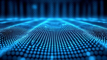 Fototapeta premium Abstract Digital Network: Futuristic Wave of Data and Connections. Cyberpunk Style Visualization of Modern Technology.
