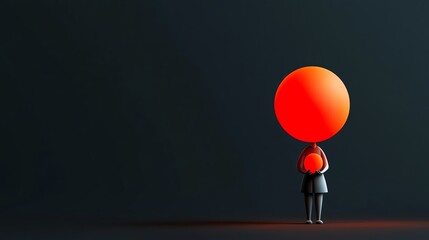 Obraz premium Compassionate figure holding a glowing red lantern, 3D illustration