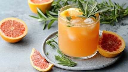 Refreshing iced tea with citrus fruits and herbs, perfect for summer