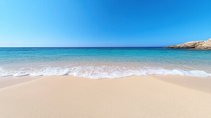 Fototapeta premium tranquil beach scene with gentle waves and clear blue skies