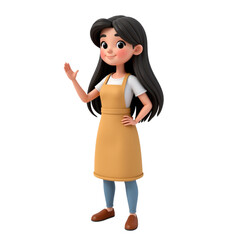 Fototapeta premium 3D cartoon-style Cute girl chef on Isolated transparent background png. generated with AI