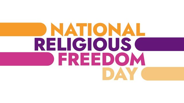 National Religious Freedom Day colorful motion graphics seamless loopable text animation on white or black background great for wishing and celebrating religious freedom day - Powered by Adobe