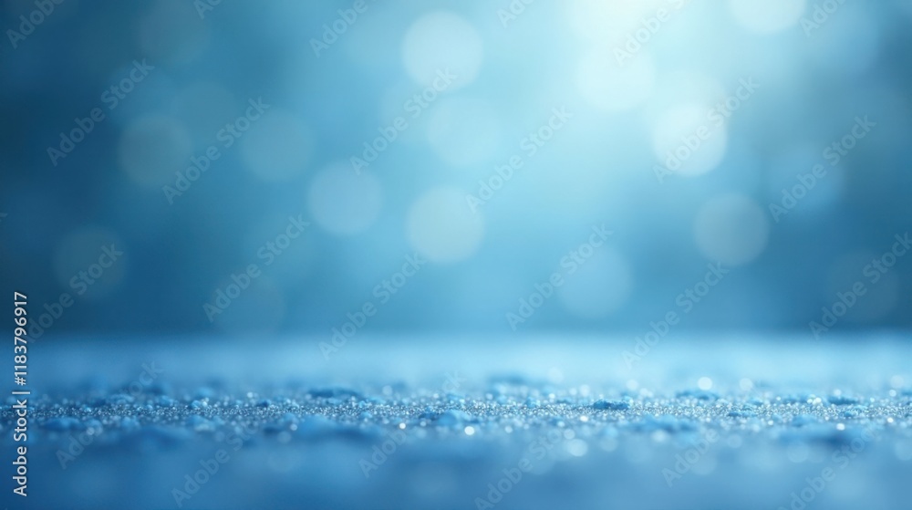 Poster abstract sparkling blue background with bokeh lights and glistening surface