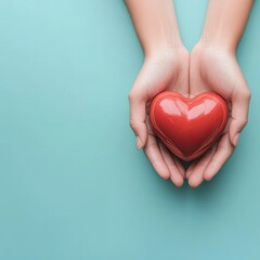 Fototapeta premium Hands Holding Red Heart. Love, Care, Charity Concept.