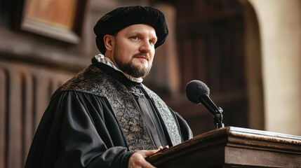 Martin Luther delivers a powerful speech, captivating the audience with his words and presence