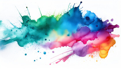 A vibrant splash of watercolor featuring shades of blue, green, pink, and orange, conveying a sense of creativity and artistic expression.