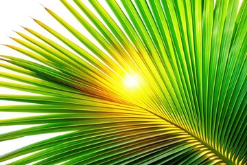 Obraz premium Macro close-up: Exquisite palm frond details, stark white backdrop, showcasing exotic tropical foliage.