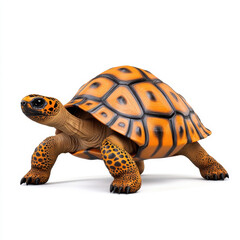 Obraz premium Vibrant Orange Tortoise: A captivating 3D render of a shelled reptile, showcasing intricate details and a striking color palette.
