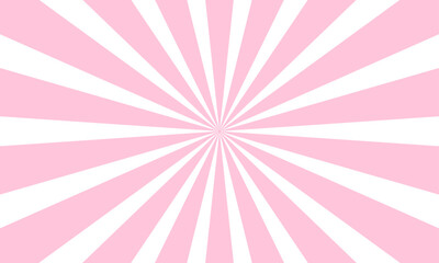 White and pink sunburst pattern background. Retro ray pattern background. 