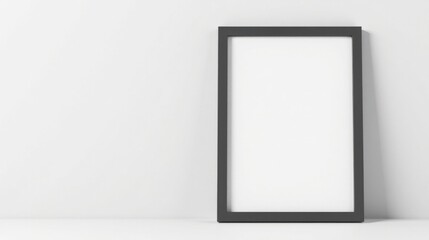 A Simple Black Frame on a White Wall, Ready for Your Artwork or Photograph
