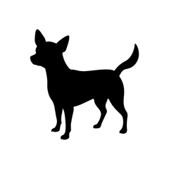 Black chihuahua puppy silhouette vector illustration design on white background.