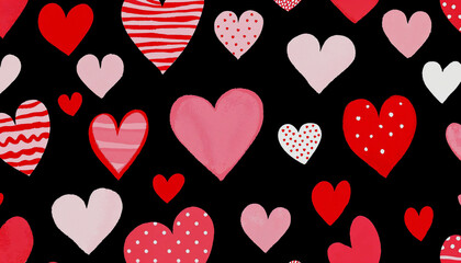 Heart Pattern on Black Background for Valentine's Day