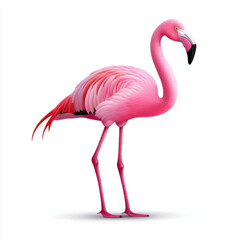 Fototapeta premium Elegant Pink Flamingo in Profile: A Vibrant, Detailed Illustration
