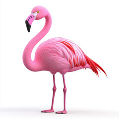Fototapeta premium Elegant Pink Flamingo in Profile: A Vibrant Tropical Bird